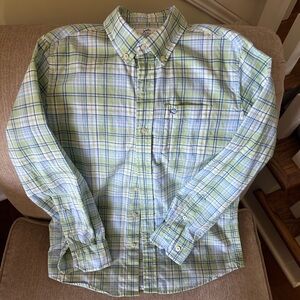 Southern Tide boy’s blue, green & white plaid button down long sleeve shirt